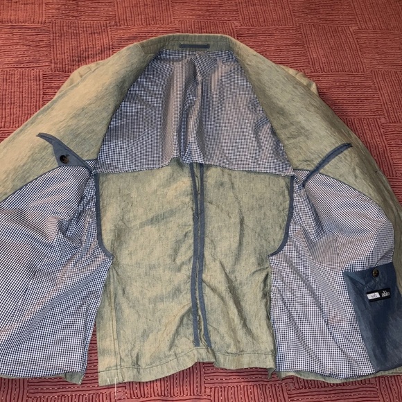 Linen men’s blazer heathered light green / gray - Picture 4 of 16